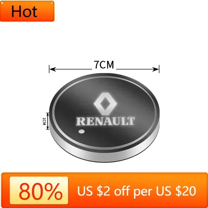 Interior Stickers For Renault RS Koleos Captur Kadjar Megane Clio 4 LED Holder Lights USB Rechargeable Cup Mat 7 Color-Changing