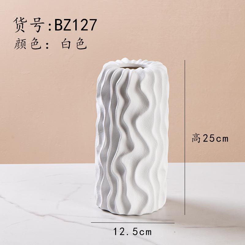 Irregularly Striped Ceramic Vase Wavy Pattern Flower Vase Flower Arrangement Accessories Terrarium Home Decoration Accessories