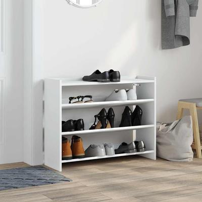 Shoe Rack White 80 X 25 X 62 Cm Engineered Wood