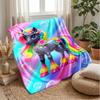 Colorful Magical Unicorn Blanket Personalized Name Flannel Blanket Soft Cozy Plush Throw for Sofa Bed Lightweight Home Decor