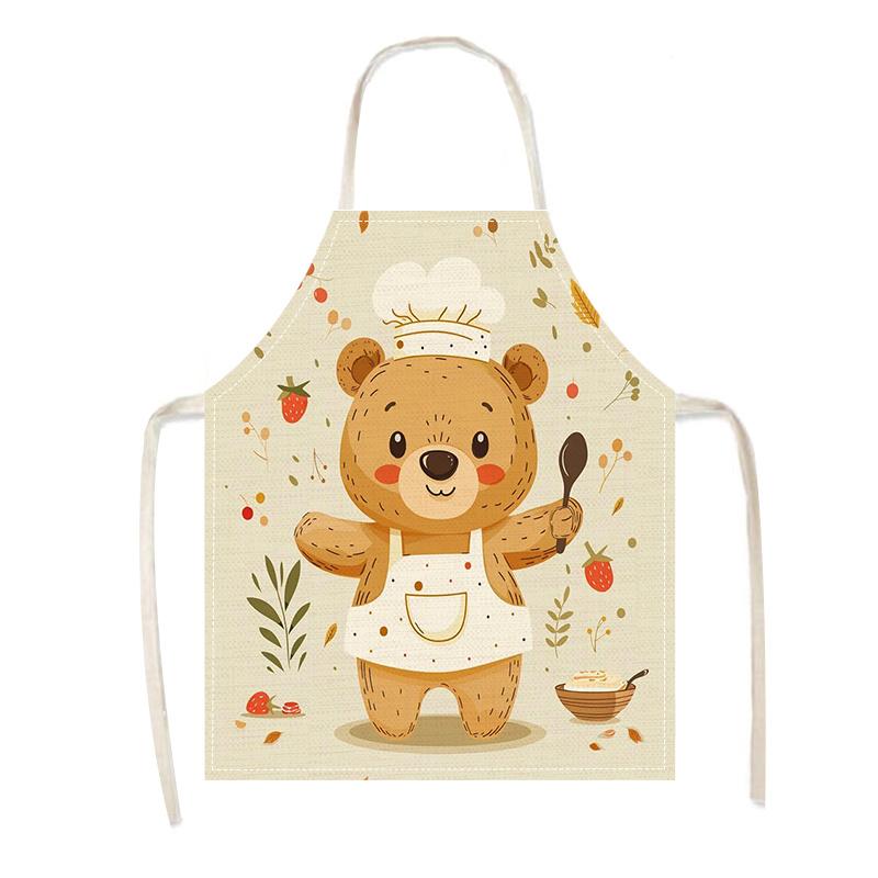 

1pc, Cute Bear Chef Apron Linen Kitchen Cooking Baking Kids Gift for Boys Girls Children 38X47cm(15X19in)
