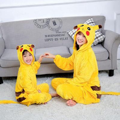 Cartoon Animal One-Piece Pajamas for Parent-Child - Leather Flannel Casual Homewear