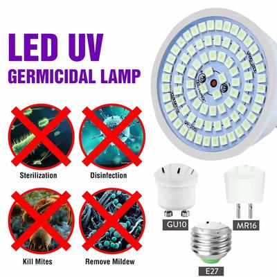 UV Sterilizasyon UVC Ultraviyole Antiseptik Lamba GU10 E27 MR16 5W 72 LED Dezenfeksiyon Işığı Parlak