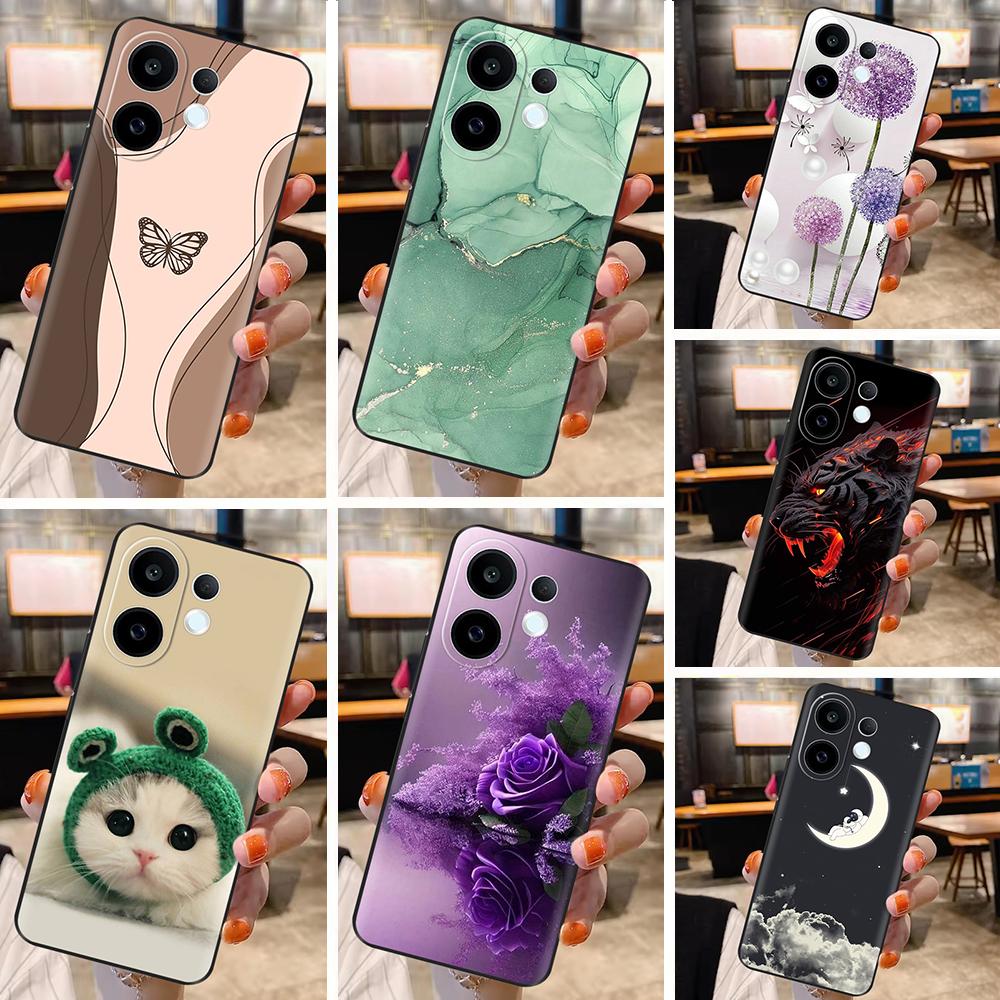 Coque en Silicone Pour Vivo S30 VivoS30 Funda Chat Fleur Rose Panda Mignon Dessin Animé Peint Coque Anti-Choc Pare-chocs Étui de Téléphone Portable