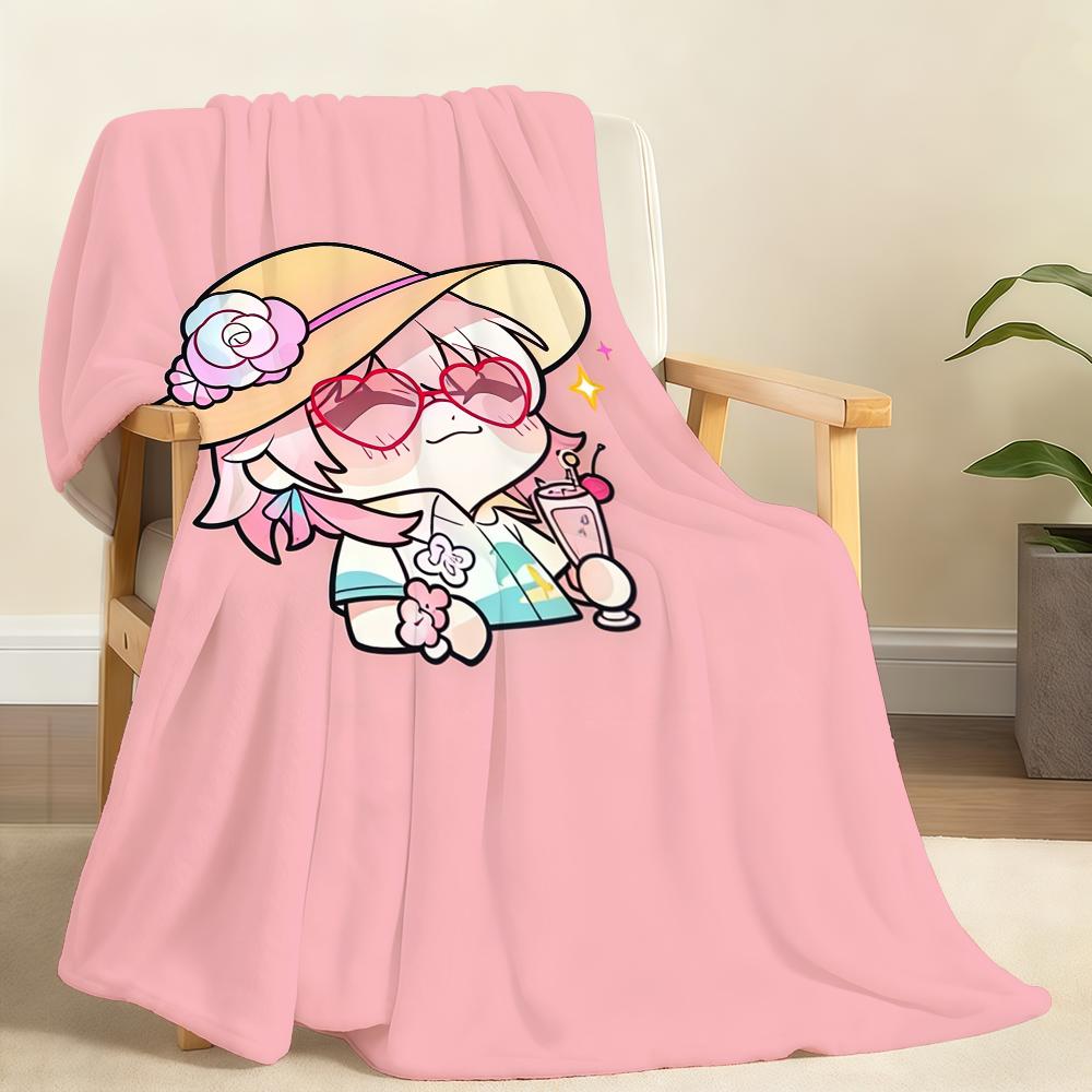 Game Honkai Star M March 7th Blanket Soft Throw Blanket for Home Bedroom Bed Sofa Picnic Travel Office Rest Cover Blanket Gift