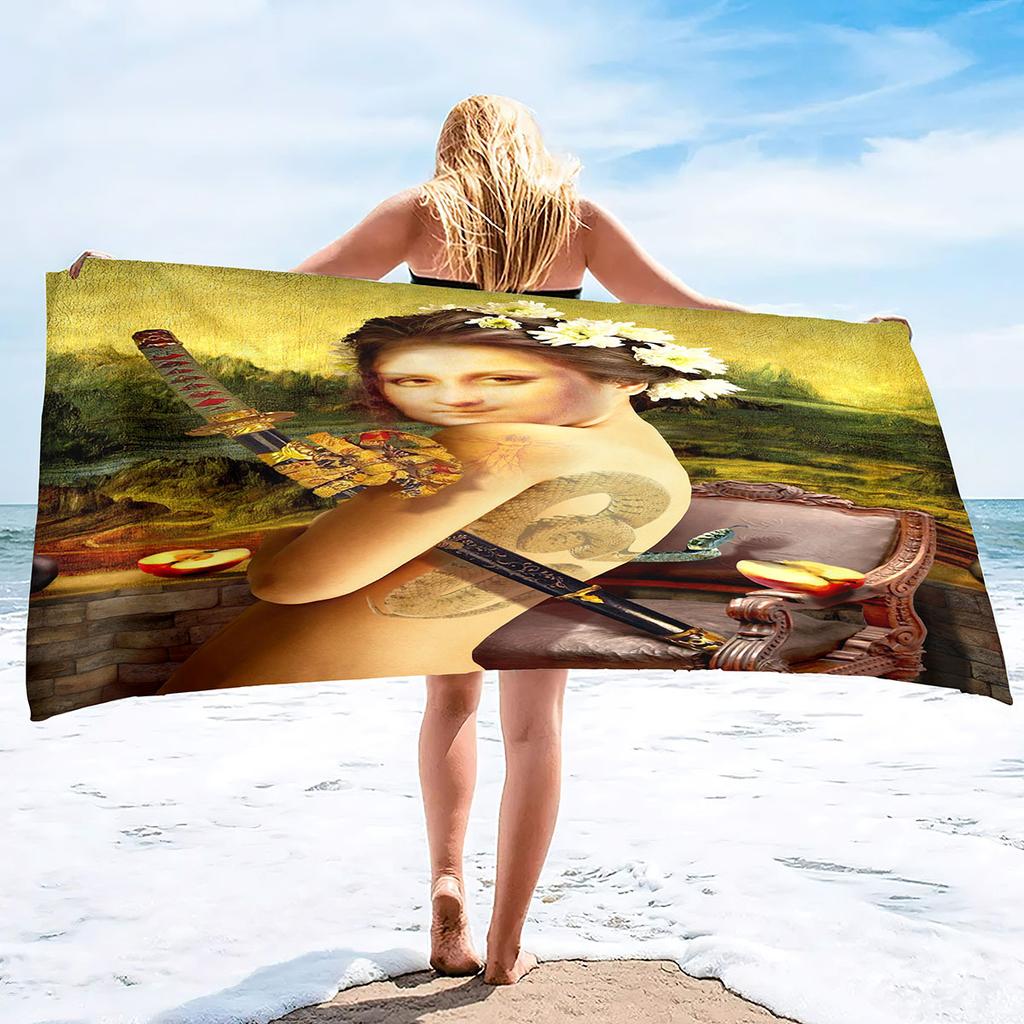 Mona Lisa Serie Meeresurlaub Strandtuch Schwimmbad Badetuch Mikrofaser Sporttuch