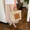 Large Capacity Hand Carry Woven Bag Women's 2025 New Fashion Shoulder Bag Contrasting Color Niche Tote Bag