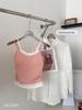 Korean-Style Girlish Camisole Vest with Pleated Inner Layer and Chest Pads