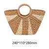 Straw Handbags Handwoven Beach Top-Handle Bags Hollow Out Stripe Tote Hand Bags Large Capacity Half-Moon Bag for Vacation Travel