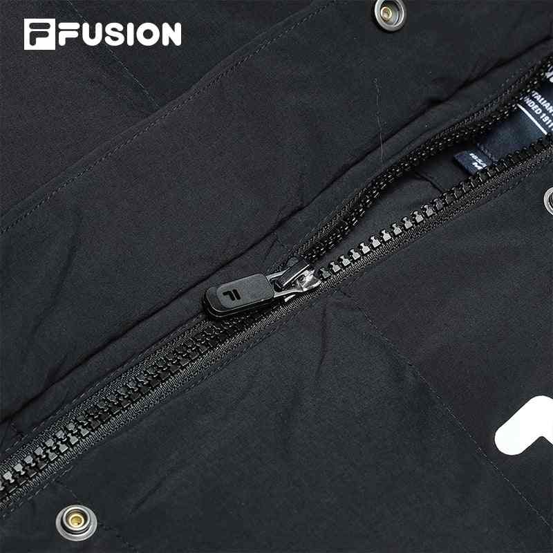 Fila Fusion Solid Color Zip Stand Collar Sleeveless Down Vest Women Vest Black T11W346901F-BK