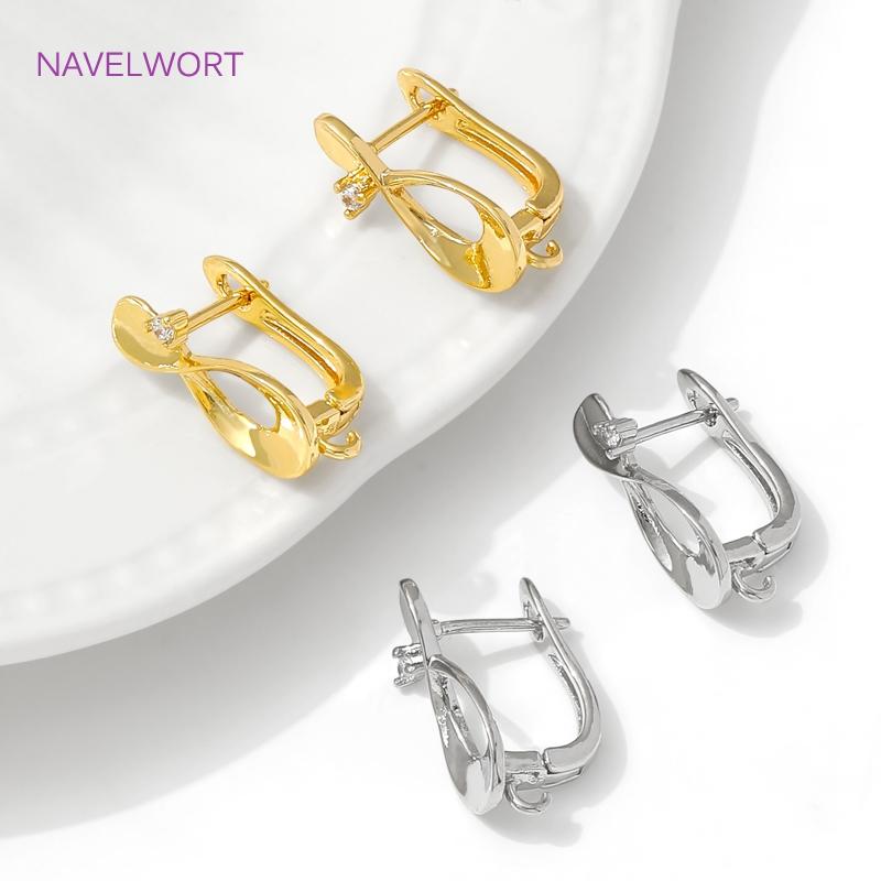 18K Gold Plated Earwires Earring Hooks For Jewelry Making,Brass Earring Fixtures,Fasteners For Earrings,DIY Earring Accessories