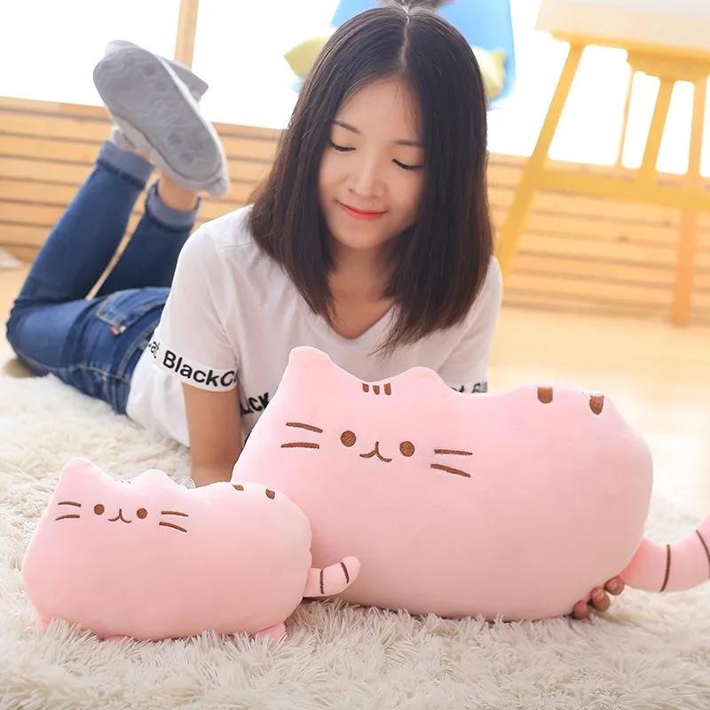 25cm,40cm,50cm Cuscino Gatto Biscotto Regalo Cuscino Gatto Gatto Pigro Grande Gatto Coda Grande Peluche Gatto Regalo di Vacanza per Ragazze