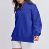 Women's Casual Fashion Long Sleeve Solid Color Zip Sweatshirt Top