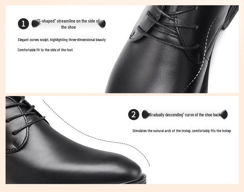 Red Dragonfly Men's Black Leather Shoes - British Style, Soft Sole, Ideal for Weddings, Business, and Casual Wear.