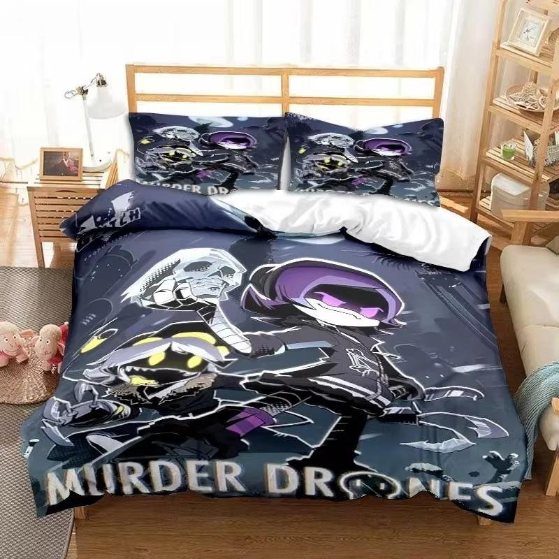Murder Drones Anime Bedding Set Duvet Cover Pillow Case Children's Bedroom Bed Three-piece Set Single Double King Bed Set Gift