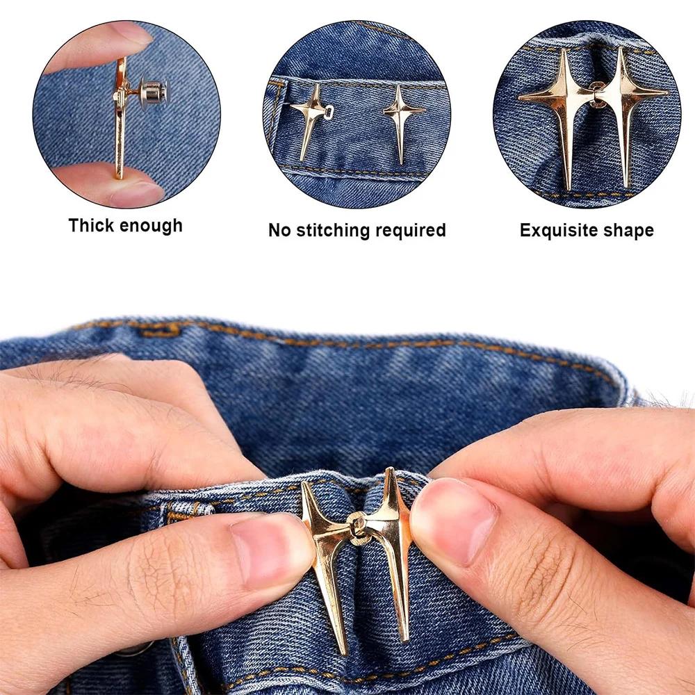 Adjustable Waist Buckle Cross Star Shape Jean Buttons Pins Detachable Metal Buttons Waist Tightener Clothing Accessories