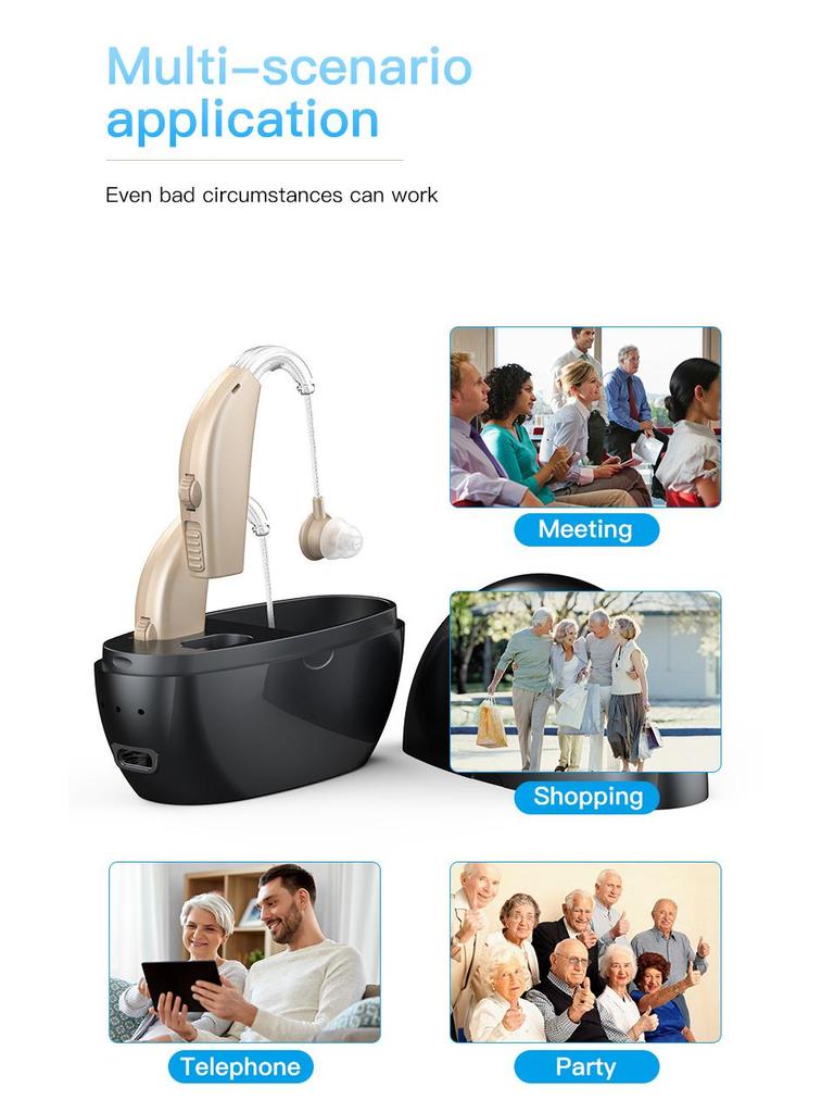 Rechargeable Hearing Aids for the Elderly - Sound Amplifier and Accessories