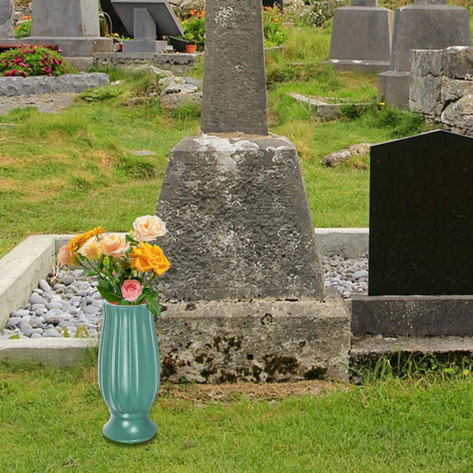 Пластиковая кладбищенская ваза Дренажные отверстия Простая установка Держатель для цветов Украшения для могилы для места захоронения Газон Двор Сад Кладбище зелёный