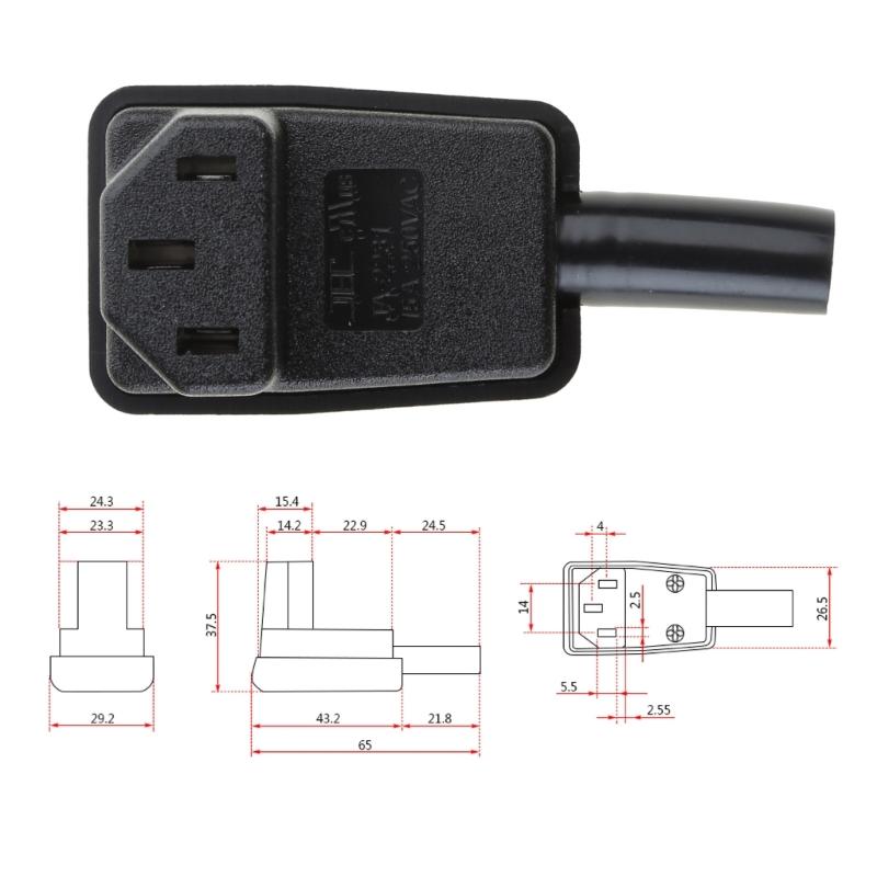 1PC C13 Female Plug Cable Connector 90 Degree Angled IEC 320 AC 10A 250V Power Cord Connecting Plug