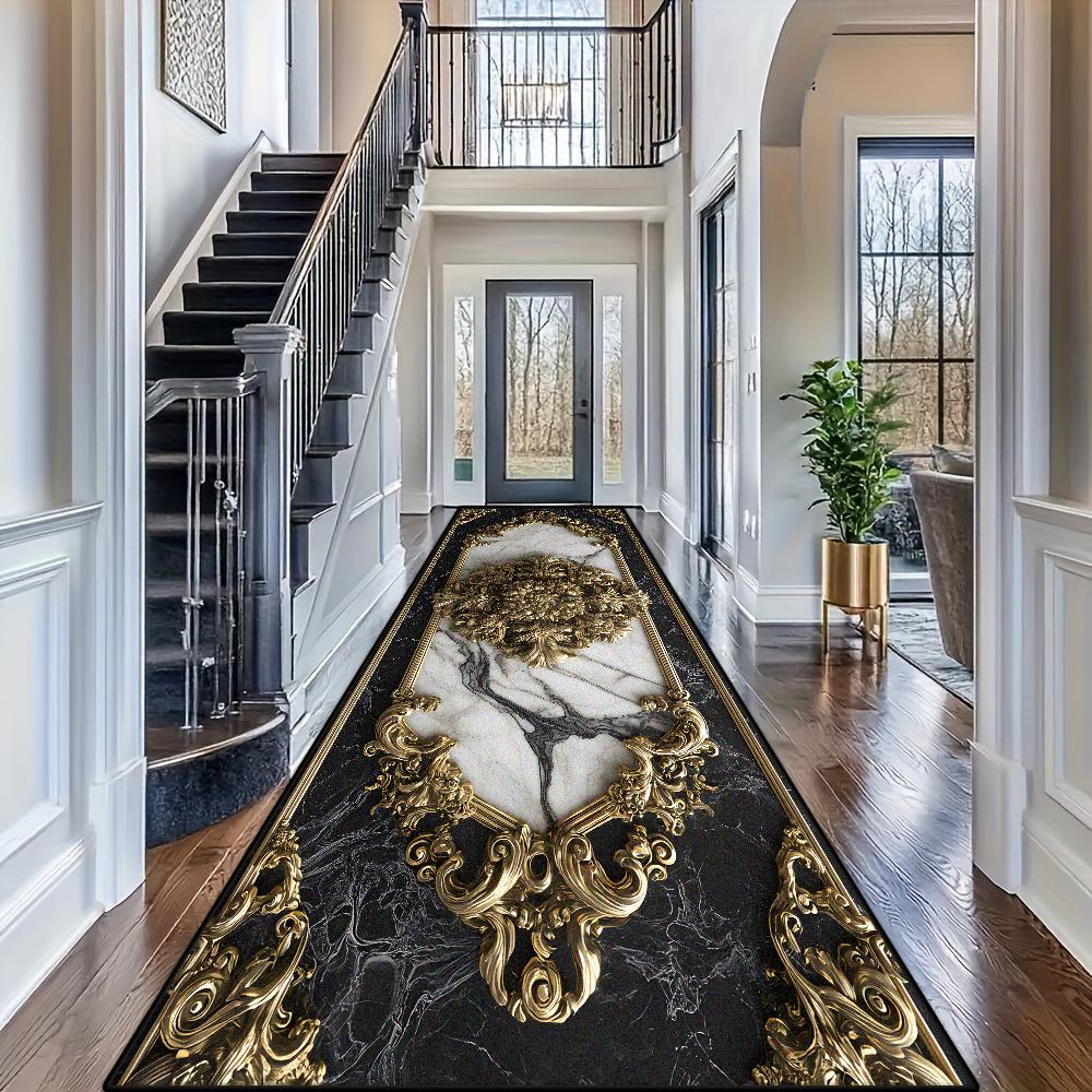 Nordic Luxurious Style Long Corridor Carpet Marble Decoration Runner Hallway Home Aisle Floor Mats Living Room Entryway Area Rug