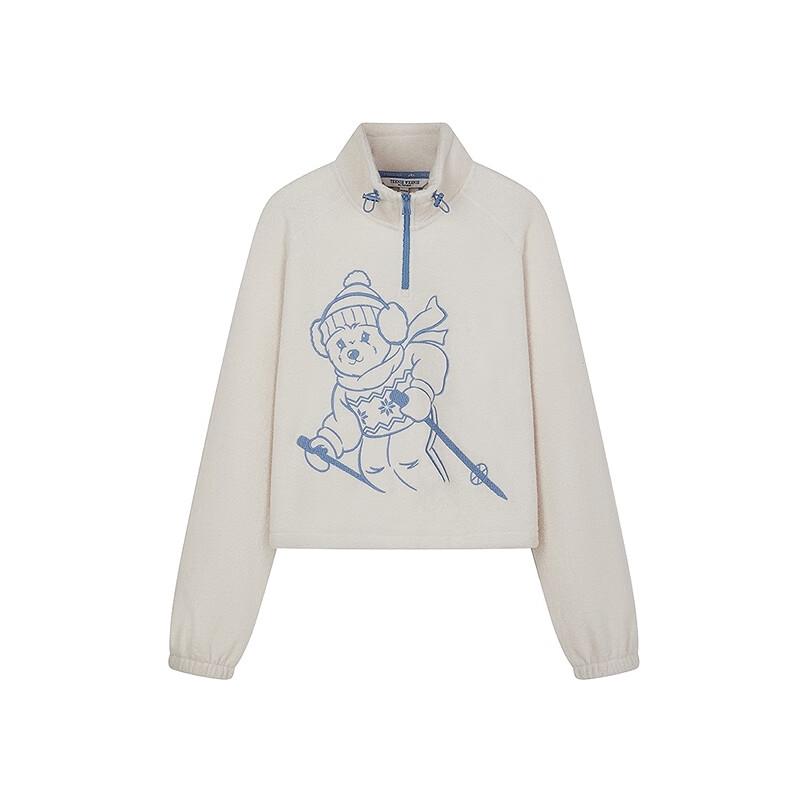 Teenie Weenie Women's Bear Graphic Stand-Collar Sweatshirt