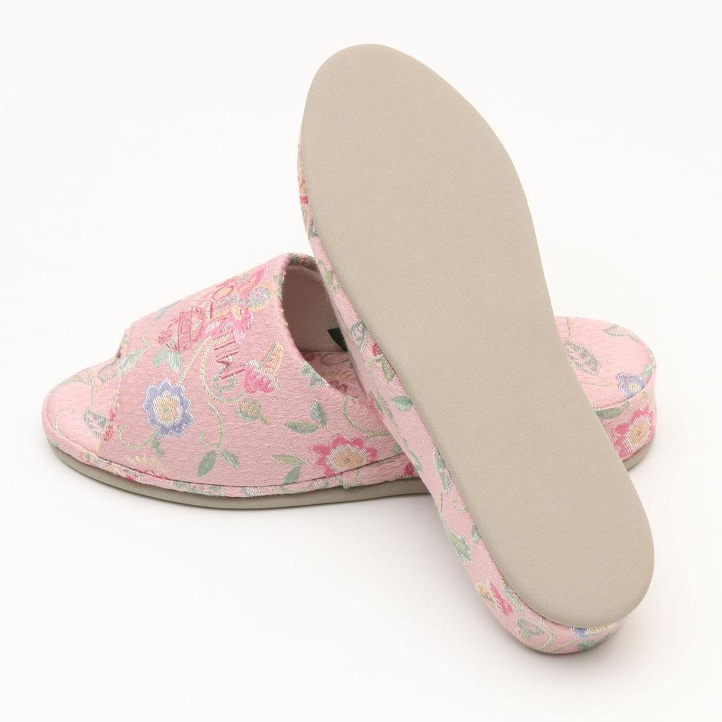 Minton Haddon Hall Jacquard Pantaloon Slippers Jacquard British (Floral Weave, Style) (Pink)