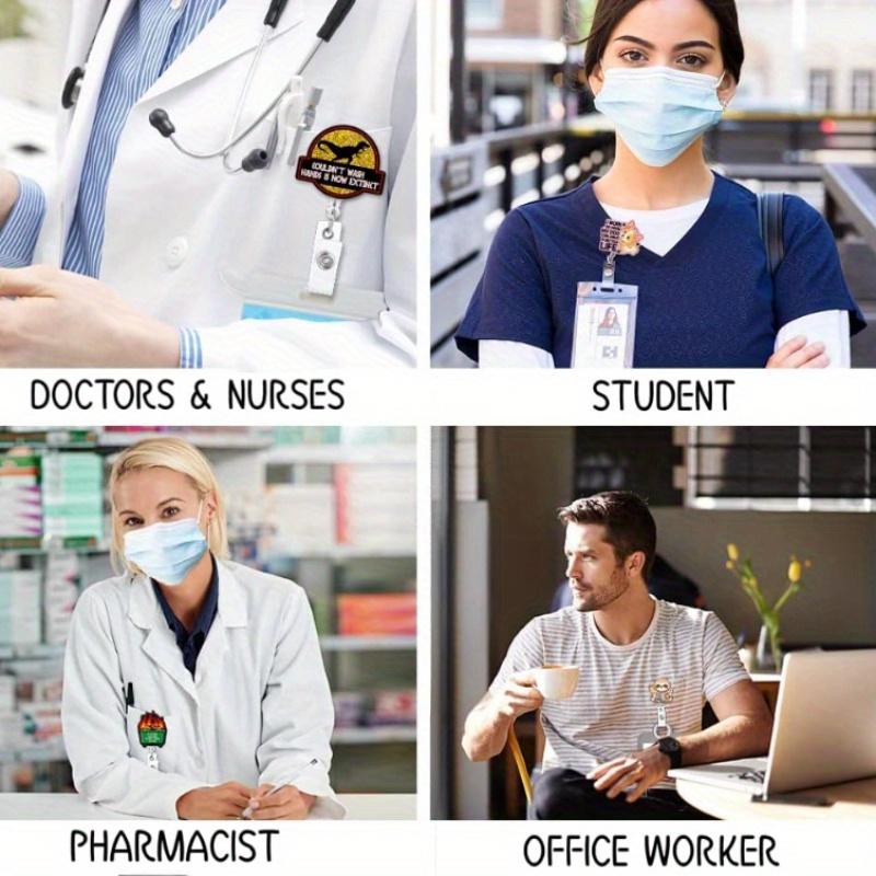 "100% Student Nurse Tears" Badge Reel. Funny saline pack design, a silver glitter gift for medical students.