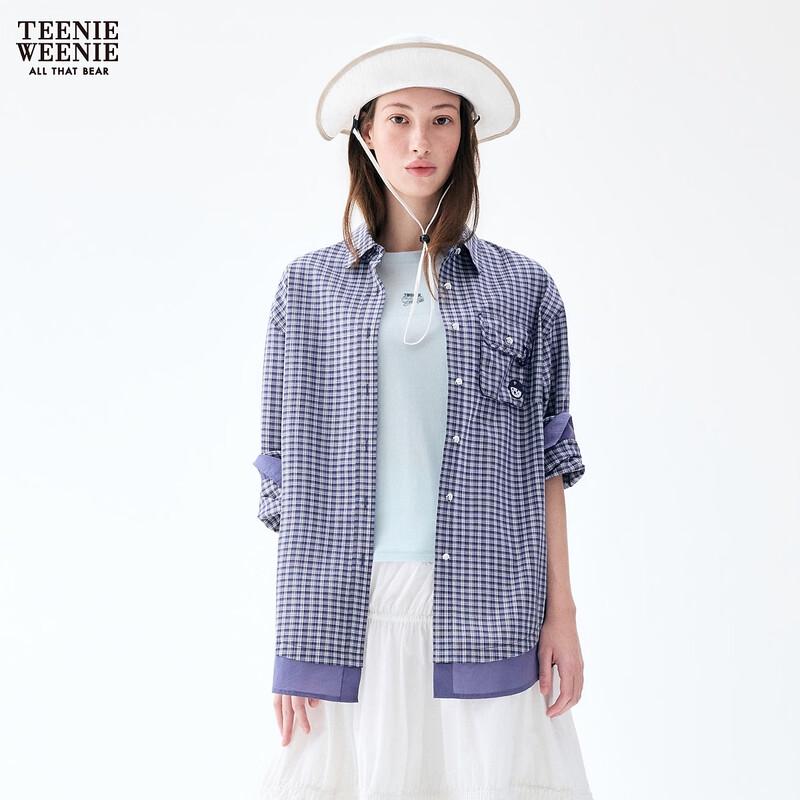 Teenie Weenie Women's 2026 Summer Plaid Bear Shirt