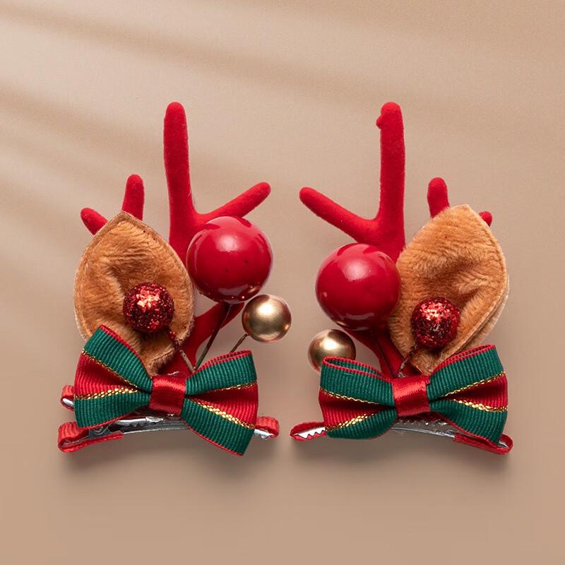 Christmas Reindeer & Bow Hair Clips