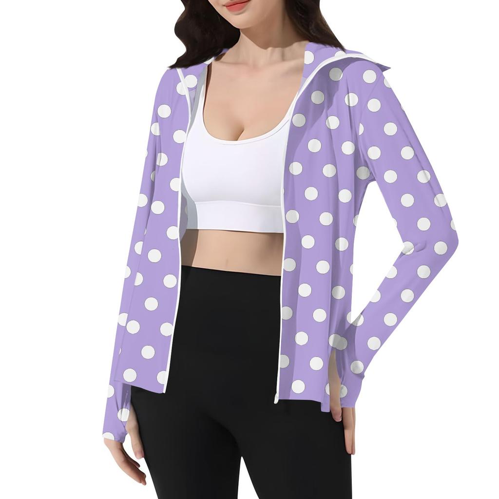 Women's Print Ice Silk Hooded Lightweight Long Sleeve Sun  Jacket Top