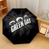Green Day Print 8?Ribs Automatic Umbrella Wind Resistant Lightweight Folding Umbrella For Outdoor Travel