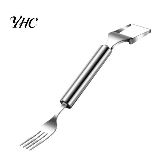Fruit Cube Cutter 2-In-1 Watermelon Fork Slicer Stainless Steel Portable Compact Cutting Tools for Family Parties Camping Mango Pear Refreshing Tool