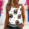 Damen Plus Size Ärmelloses Tanktop Leopard Football Helm Druck Asymmetrischer Cut Out Weiß
