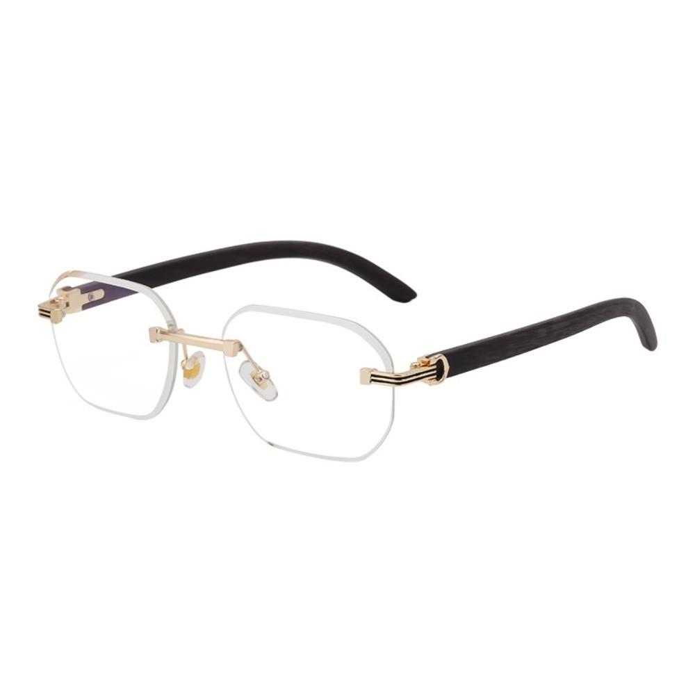 Wood-grain Glasses Temple Frameless Sunglasses Multicolor Men UV400 Eyewear  Unisex