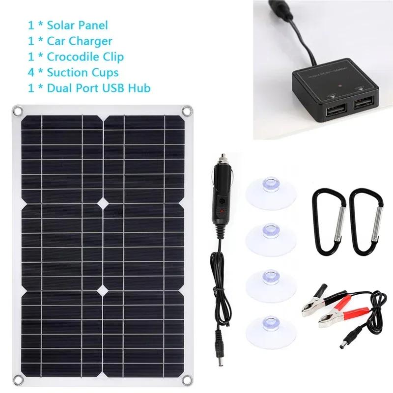 Solar Panel Kit Car Battery Charging 100W12V Panel  Single/Dual USB Port Off Grid  Module With 60A Charge Controller