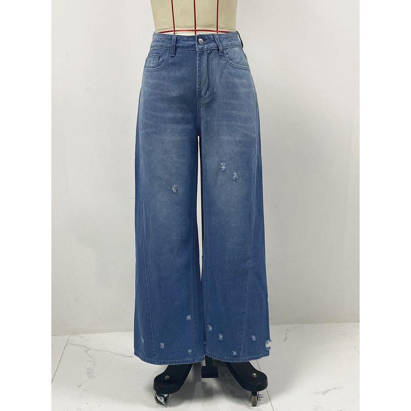 

2025 Vintage Straight Leg Ripped Jeans Wide Leg Pants Blue XXL