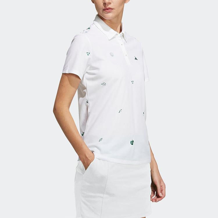 Adidas SS23 French Open Collection Logo Print Short Sleeve Polo Shirt Women Tops White HT6874