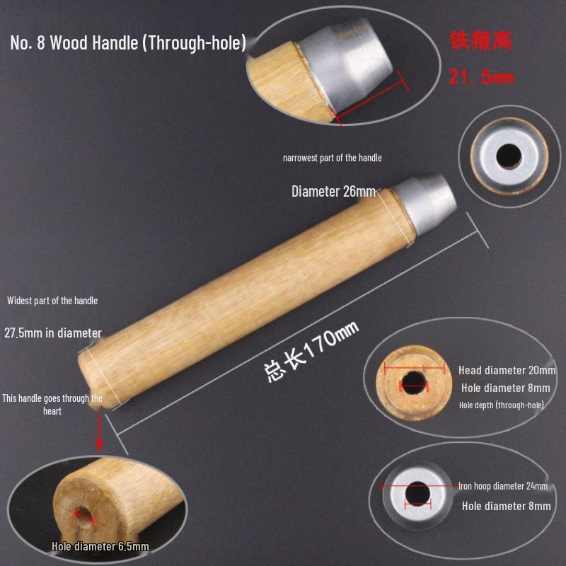 Two-Color Wood and Plastic File Handle with Flat and Round Hole Grip