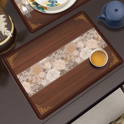 Wood Grain Placemat Waterproof Oil-Proof Insulation Placemat Desktop Mat Non-Slip and Hot Hotel Dining Table Cushion Antifouling Mat