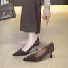 Cachemire tempérament senior talons hauts femmes bout pointu talons fins chaussures simples femmes banquet polyvalent couleur unie chaussures de travail