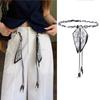 Macadamia Flower Waist Belt Tassel Detail Silk Scarf Minimalist Waist Decor For Dresses