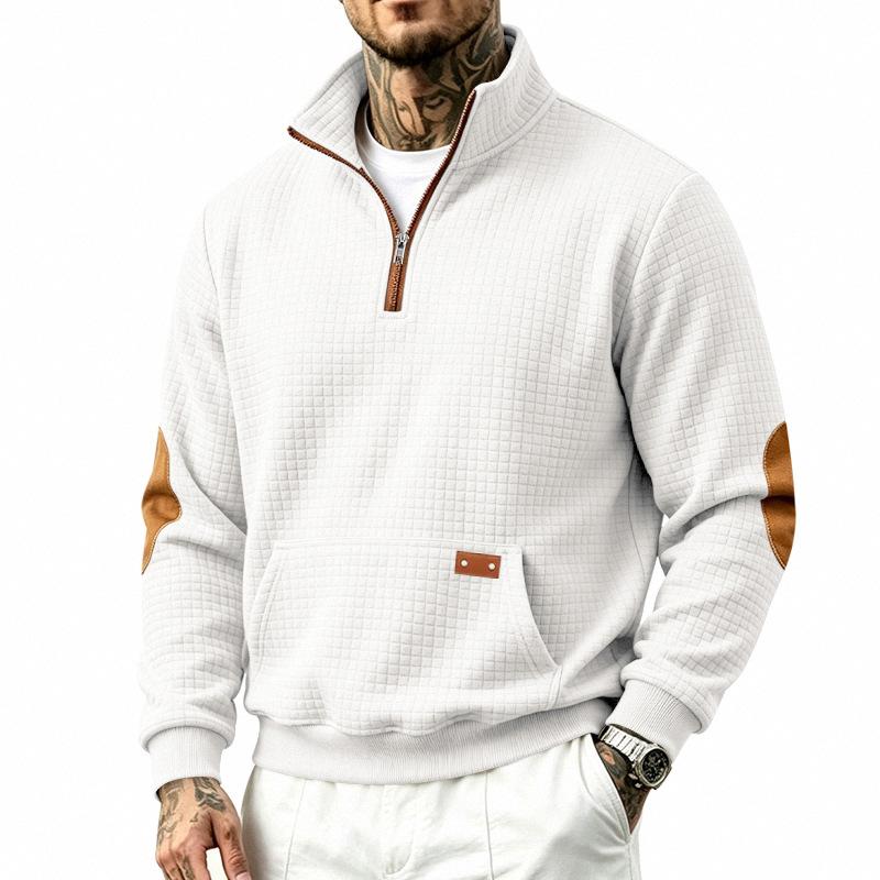 Men's Vintage Half Zip Sweatshirt Stand Collar Relaxed Fit Casual Autumn Winter Pullover