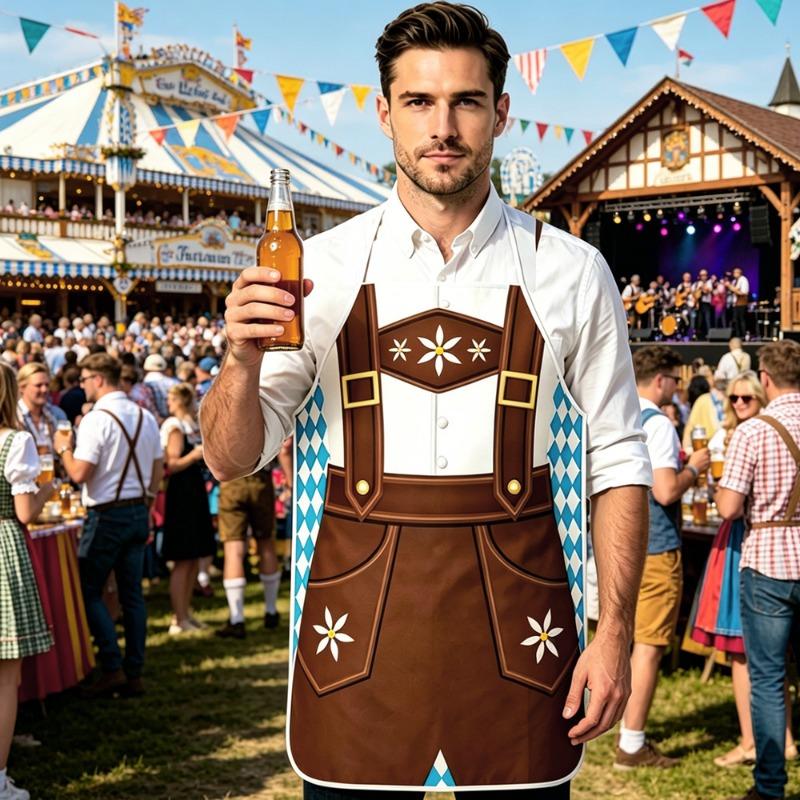 1PC Munich Oktoberfest Decorative Apron, German Oktoberfest Funny Character Cos Apron Waterproof Overalls