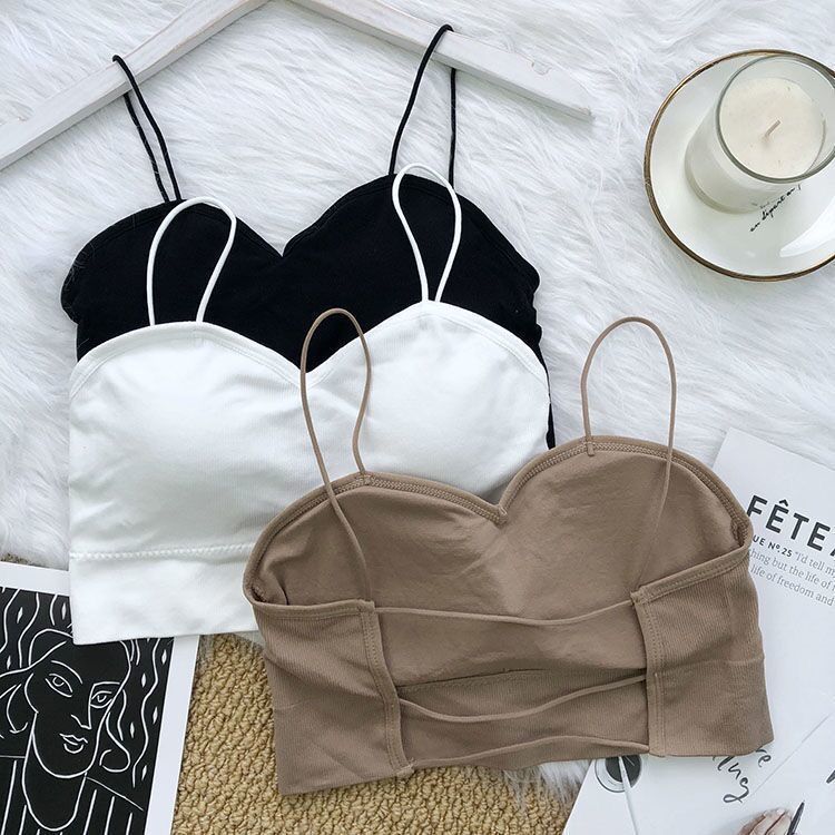 Summer Hollow Out Bras Backless Inner Tops For Women Sexy Push Up Bras Long Underwear Girls Lingerie Solid Simple Tank Tops