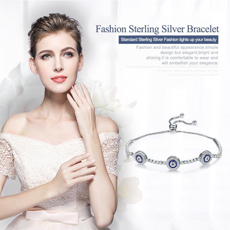 BAMOER Nou Sosire, Argint Sterling autentic, Ochi albaștri rotunzi de lux, Cristal de zircon cubic transparent