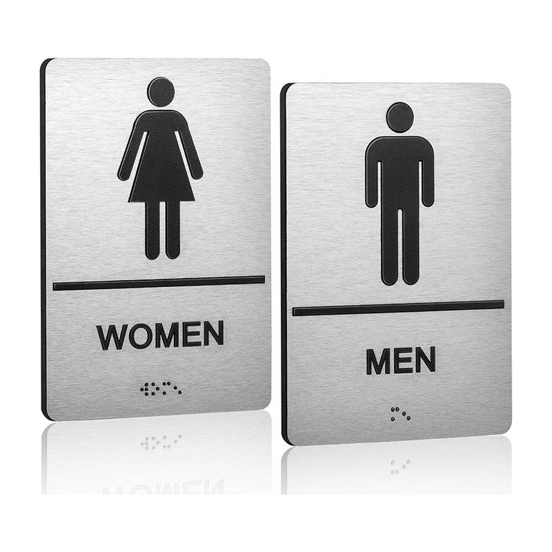 Premium-For Business Bathroom Door Signs, Men' S& Women' S Restroom Signs Raised Braille