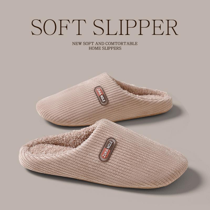 Cotton slippers men's spring and autumn winter indoor home use non-slip warm home couple winter plush women