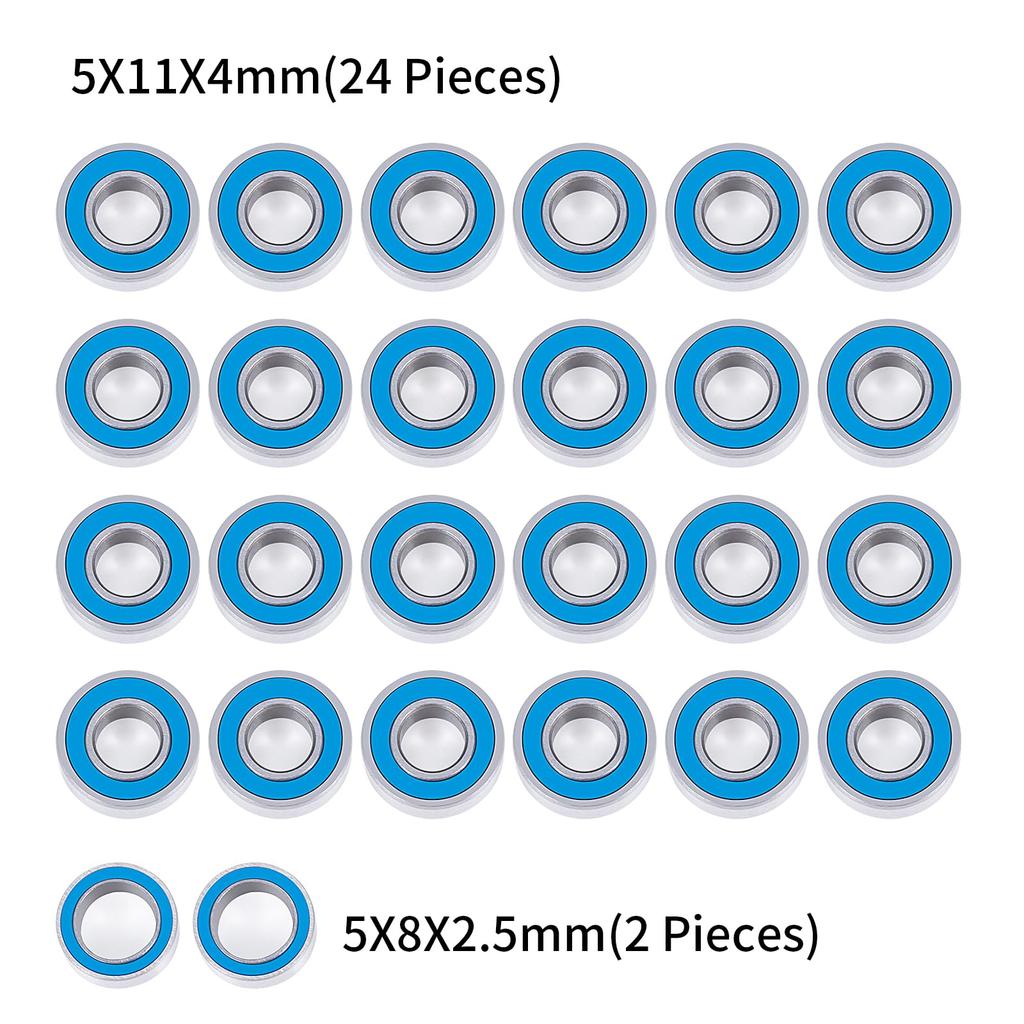TRZX 26pcs Rubber Sealed Bearing Kit Upgrade Parts for Tamiya TL-01 WR-01 GF-01 RC Car