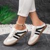 Women Retro Color Block Slip On German Trainer Mule Slippers, Breathable Soft Sole Versatile Casual Summer Walking Shoes
