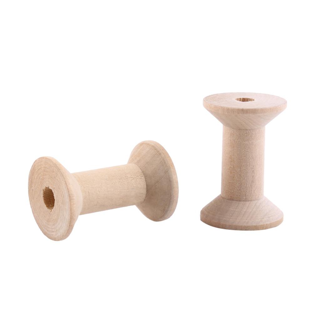 10pcs 1.85 X 1.22in Natural Wood Thread Spools Lightweight Wooden Spools  DIY Sewing